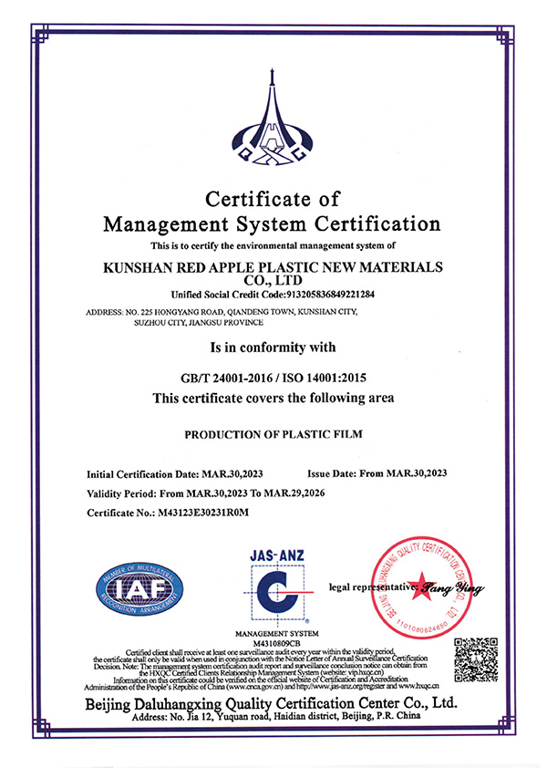 Certificate of Management System Certification